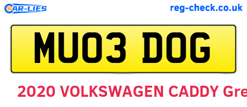 MU03DOG are the vehicle registration plates.