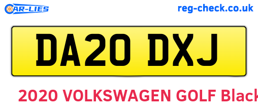 DA20DXJ are the vehicle registration plates.