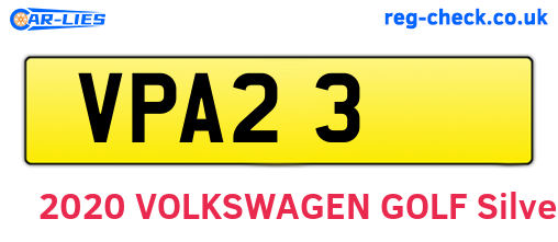 VPA23 are the vehicle registration plates.