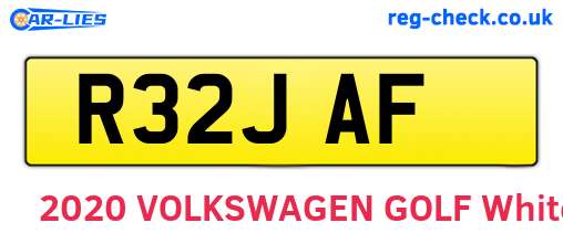 R32JAF are the vehicle registration plates.