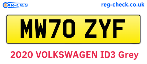 MW70ZYF are the vehicle registration plates.