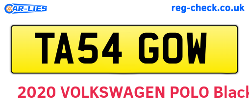 TA54GOW are the vehicle registration plates.