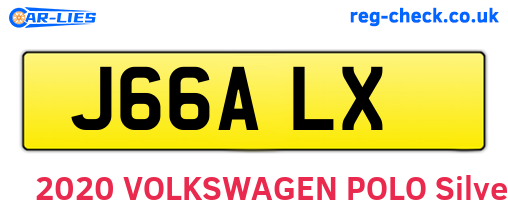 J66ALX are the vehicle registration plates.