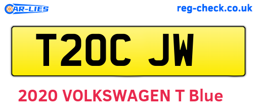 T20CJW are the vehicle registration plates.