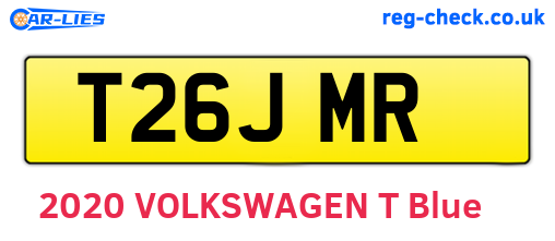 T26JMR are the vehicle registration plates.
