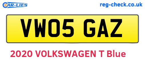 VW05GAZ are the vehicle registration plates.