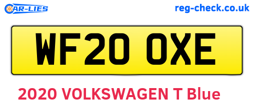 WF20OXE are the vehicle registration plates.