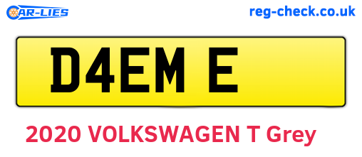 D4EME are the vehicle registration plates.