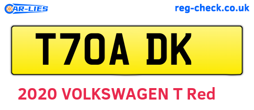 T70ADK are the vehicle registration plates.