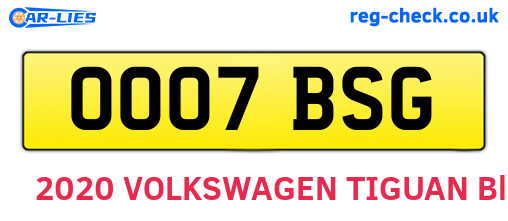 OO07BSG are the vehicle registration plates.