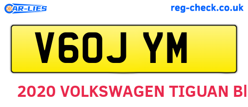 V60JYM are the vehicle registration plates.