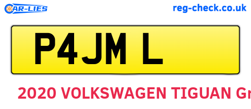 P4JML are the vehicle registration plates.