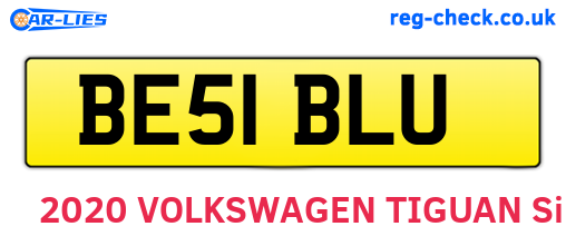 BE51BLU are the vehicle registration plates.
