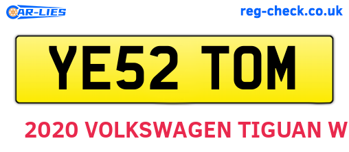 YE52TOM are the vehicle registration plates.