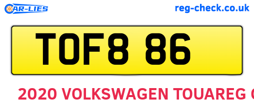 TOF886 are the vehicle registration plates.