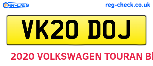 VK20DOJ are the vehicle registration plates.