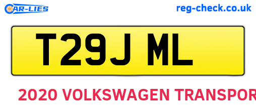 T29JML are the vehicle registration plates.