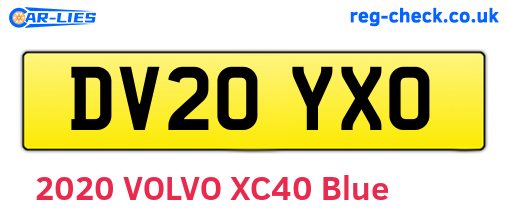 DV20YXO are the vehicle registration plates.