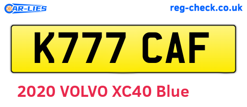 K777CAF are the vehicle registration plates.