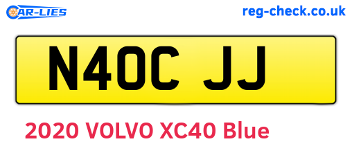 N40CJJ are the vehicle registration plates.