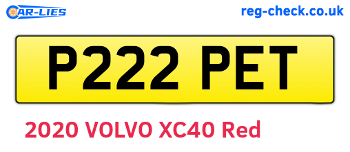 P222PET are the vehicle registration plates.