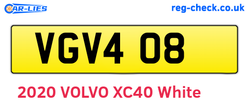 VGV408 are the vehicle registration plates.