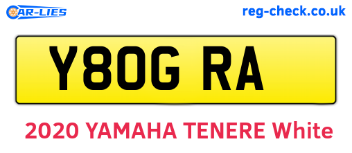 Y80GRA are the vehicle registration plates.