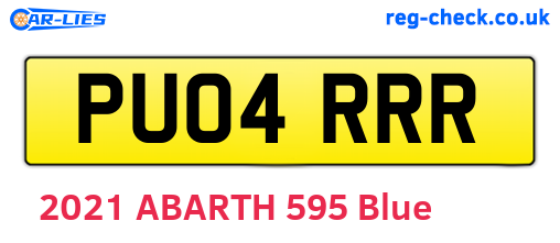 PU04RRR are the vehicle registration plates.