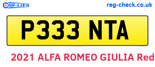 P333NTA are the vehicle registration plates.
