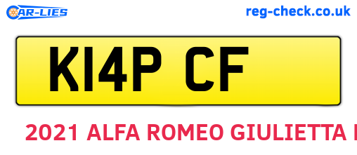 K14PCF are the vehicle registration plates.