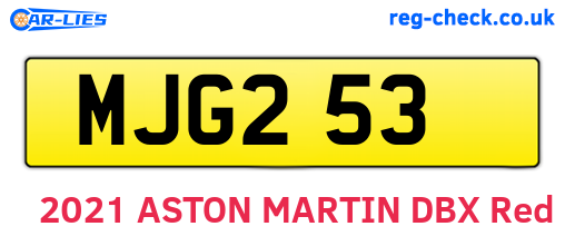 MJG253 are the vehicle registration plates.