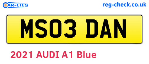 MS03DAN are the vehicle registration plates.