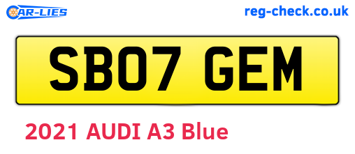 SB07GEM are the vehicle registration plates.