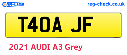 T40AJF are the vehicle registration plates.