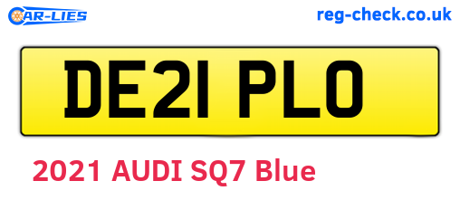 DE21PLO are the vehicle registration plates.