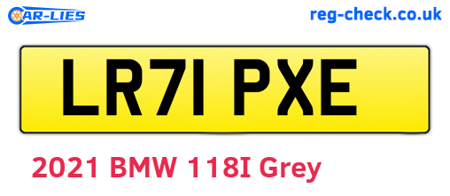 LR71PXE are the vehicle registration plates.