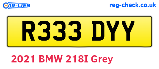 R333DYY are the vehicle registration plates.