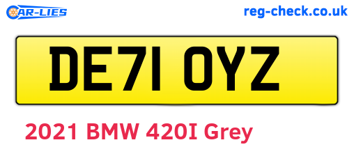 DE71OYZ are the vehicle registration plates.