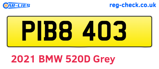 PIB8403 are the vehicle registration plates.