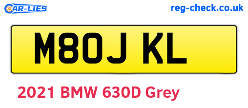 M80JKL are the vehicle registration plates.