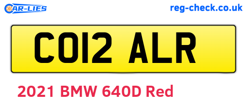CO12ALR are the vehicle registration plates.