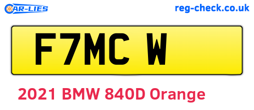 F7MCW are the vehicle registration plates.