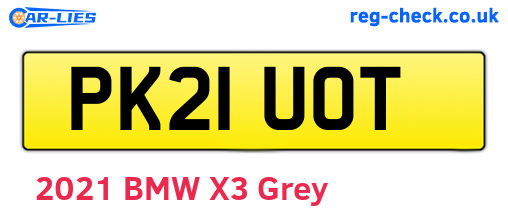 PK21UOT are the vehicle registration plates.