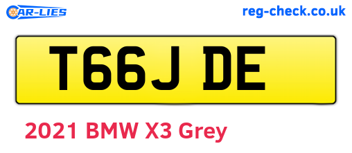T66JDE are the vehicle registration plates.