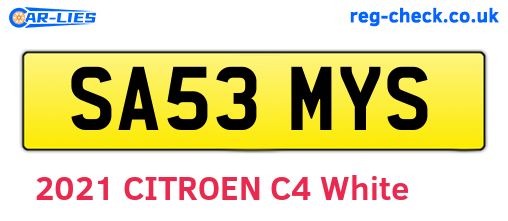 SA53MYS are the vehicle registration plates.