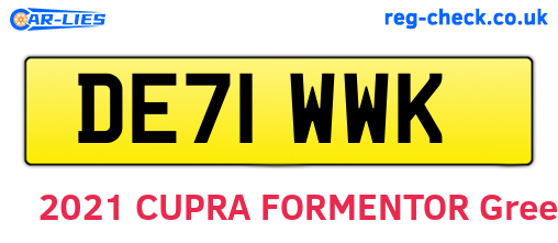 DE71WWK are the vehicle registration plates.