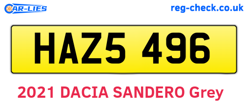 HAZ5496 are the vehicle registration plates.