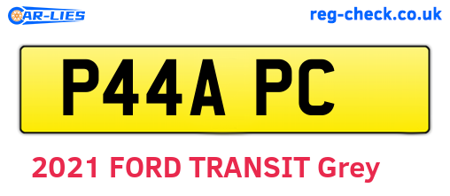 P44APC are the vehicle registration plates.