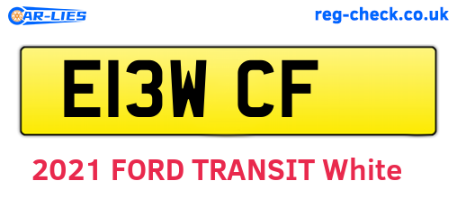 E13WCF are the vehicle registration plates.