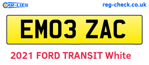 EM03ZAC are the vehicle registration plates.